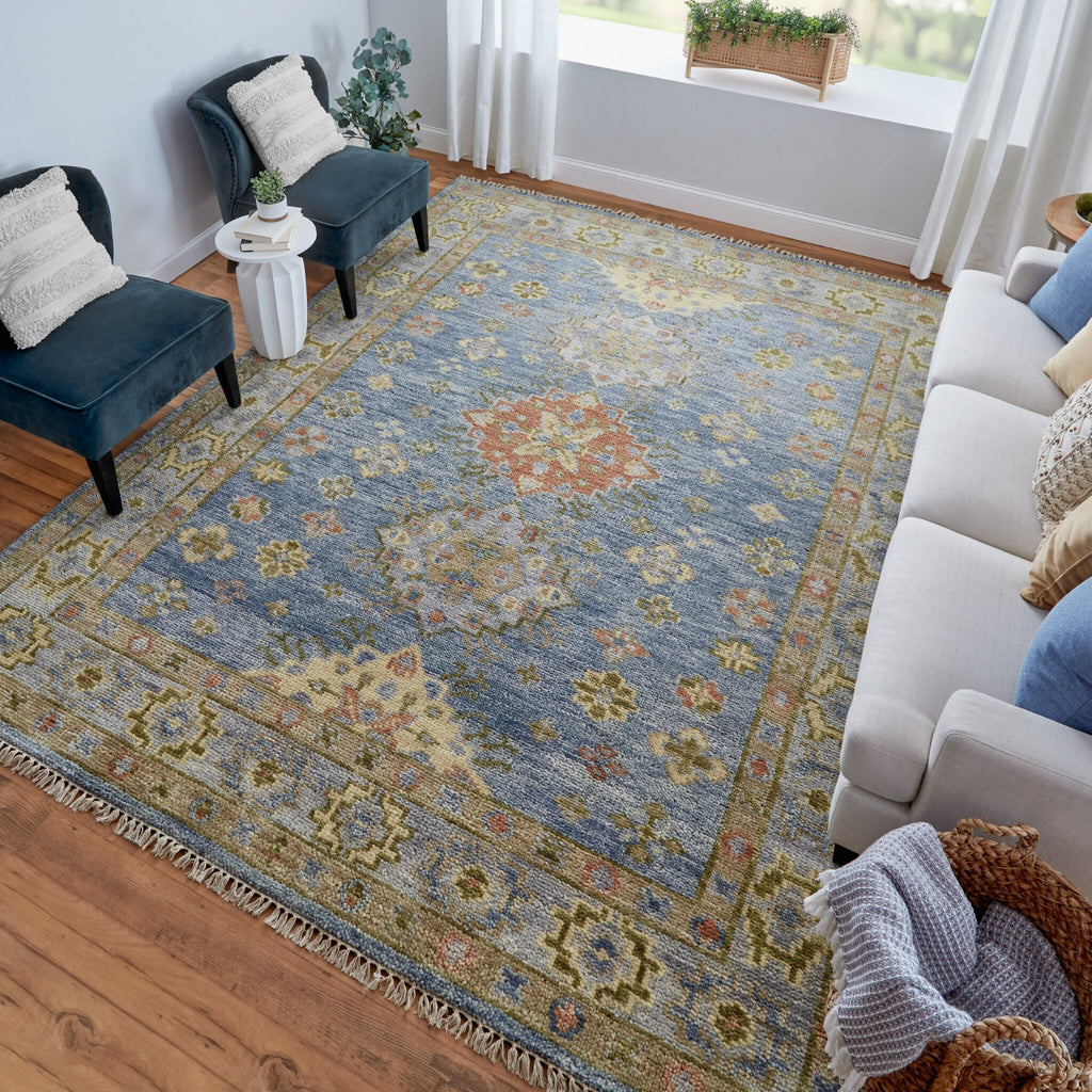 Feizy Fillmore 69CIF Blue/Green/Yellow Area Rug Lifestyle Image Feature