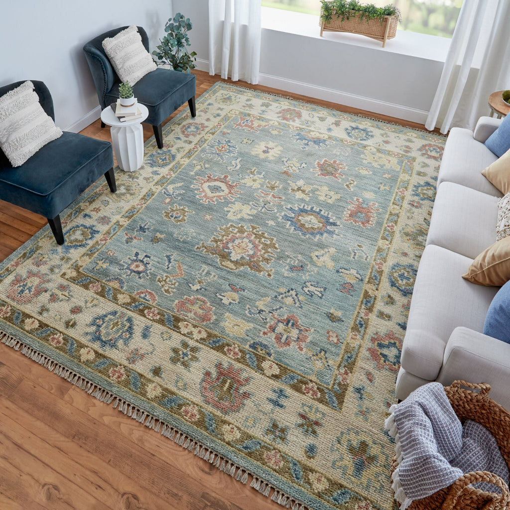Feizy Fillmore 69CJF Blue/Ivory/Yellow Area Rug Lifestyle Image Feature