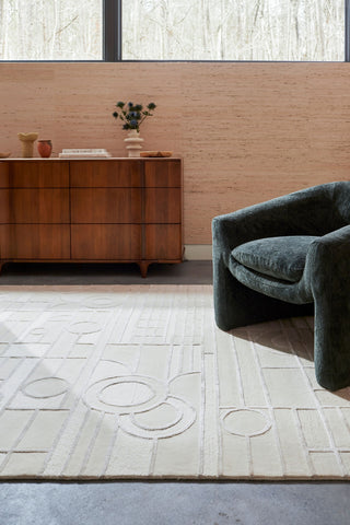 Frank Lloyd Wright Foundation X Surya Transcendence FLWL-2300 Light Silver Area Rug Room Scene Feature