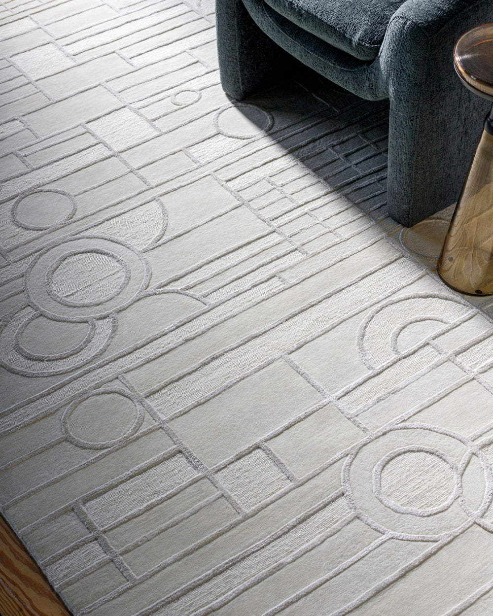 Frank Lloyd Wright Foundation X Surya Transcendence FLWL-2300 Light Silver Area Rug Style Shot Feature