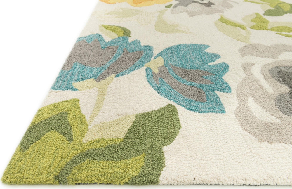 Loloi Francesca FC-39 Grey / Yellow Area Rug Round Image Feature
