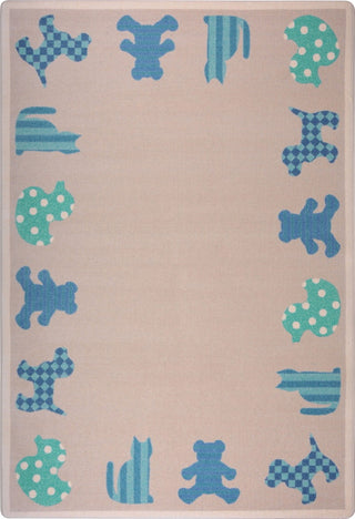 Joy Carpets Kid Essentials Frisky Friends Blue Area Rug