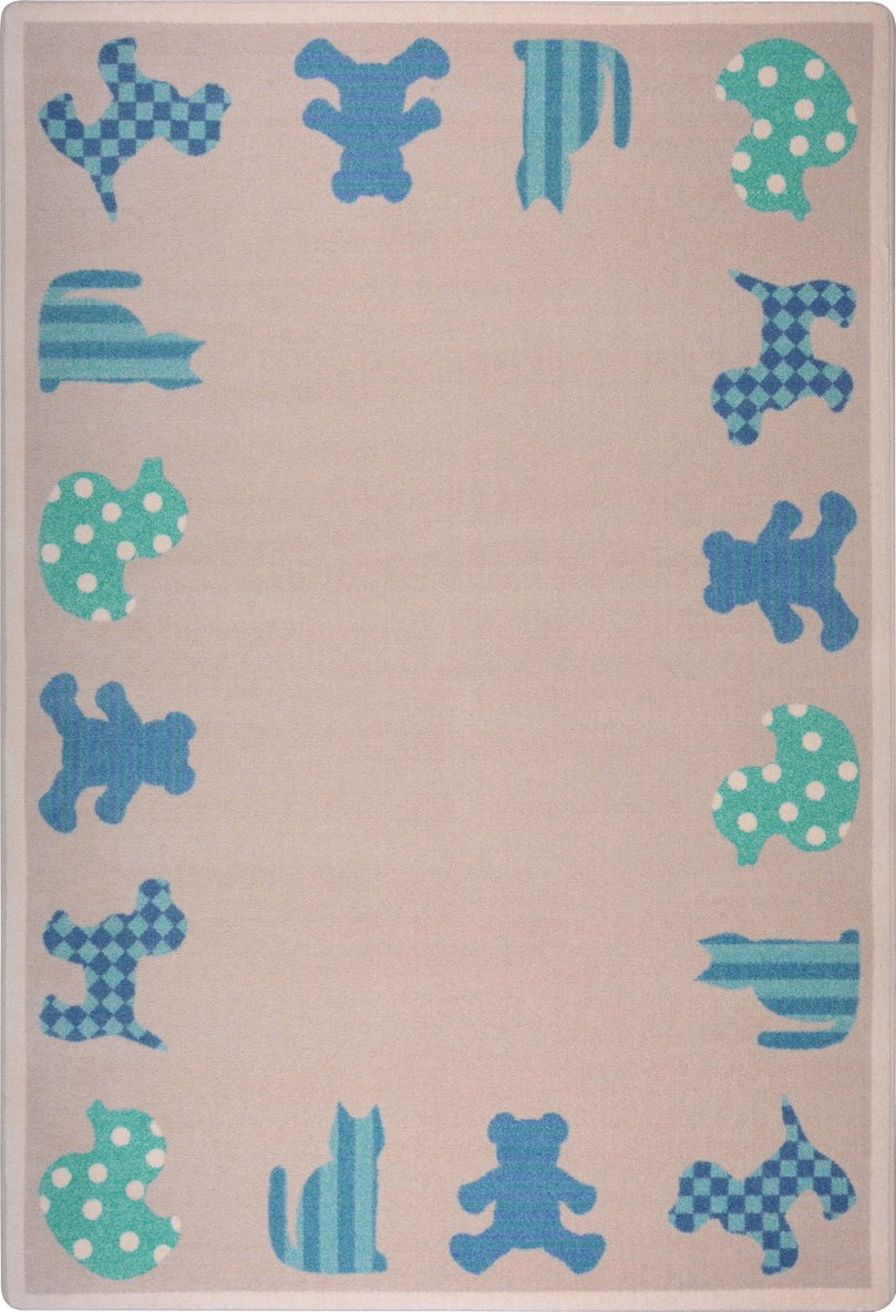 Joy Carpets Kid Essentials Frisky Friends Blue Area Rug