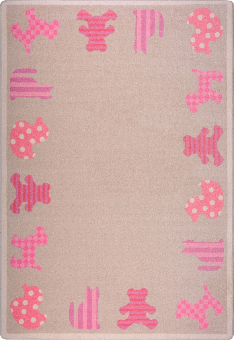 Joy Carpets Kid Essentials Frisky Friends Pink Area Rug