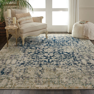 Nourison Fusion FSS12 Cream Blue Area Rug Corner Image