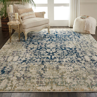Nourison Fusion FSS12 Cream Blue Area Rug Corner Image