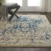 Nourison Fusion FSS12 Cream Blue Area Rug Corner Image