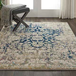 Nourison Fusion FSS12 Cream Blue Area Rug Corner Image