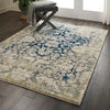 Nourison Fusion FSS12 Cream Blue Area Rug Room Image Feature