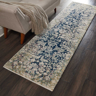 Nourison Fusion FSS12 Cream Blue Area Rug Corner Image