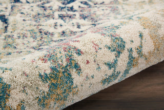 Nourison Fusion FSS12 Cream Blue Area Rug Corner Image