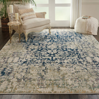 Nourison Fusion FSS12 Cream Blue Area Rug Corner Image