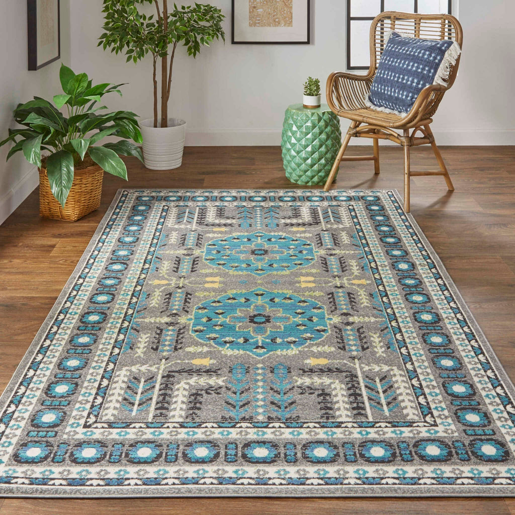 Feizy Foster 3754F Gray/Blue Area Rug Lifestyle Image Feature