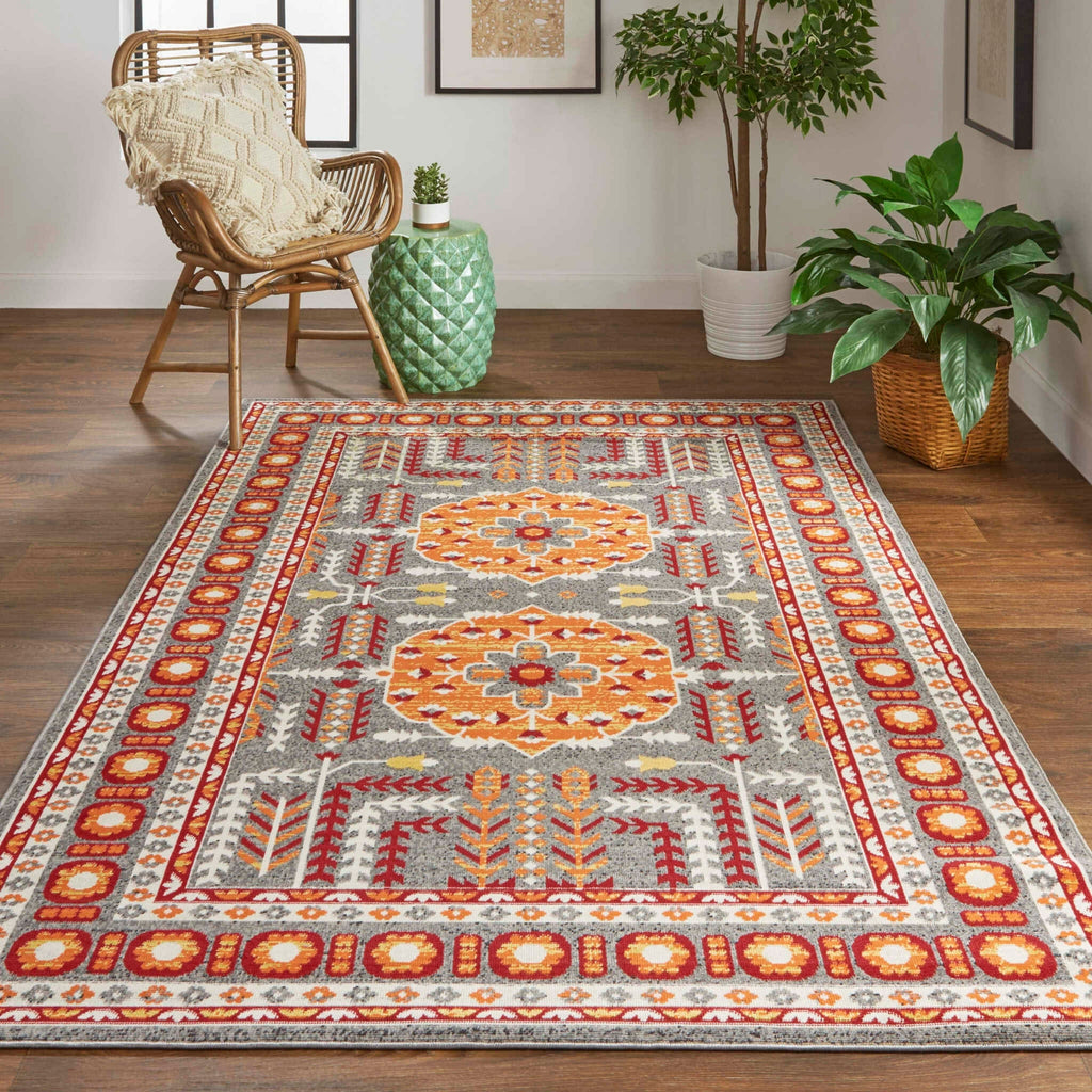 Feizy Foster 3754F Orange/Gray Area Rug Lifestyle Image Feature