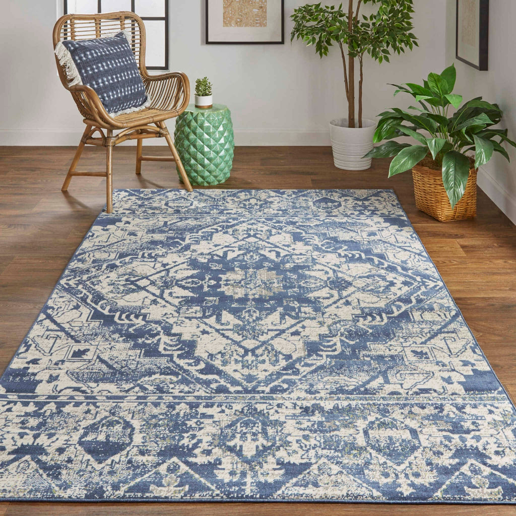 Feizy Foster 3760F Blue/Beige Area Rug Lifestyle Image Feature