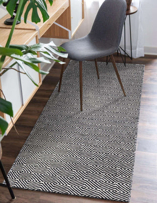 Unique Loom Geo Trellis Flatweave RET-GEOT1 Black Area Rug