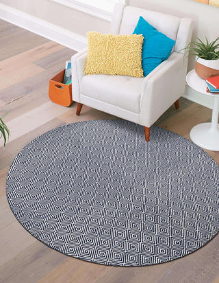 Unique Loom Geo Trellis Flatweave RET-GEOT1 Navy Blue Area Rug