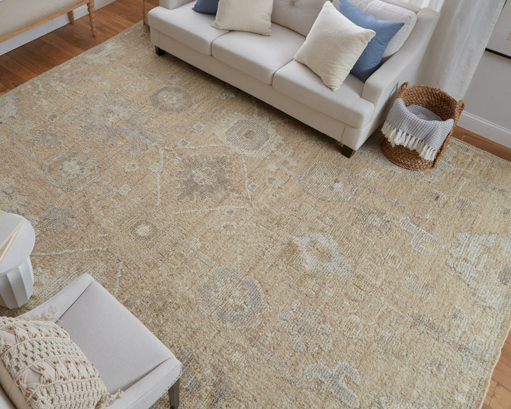 Feizy Grafton 69F8F Tan/Gray/Ivory Area Rug Lifestyle Image Feature