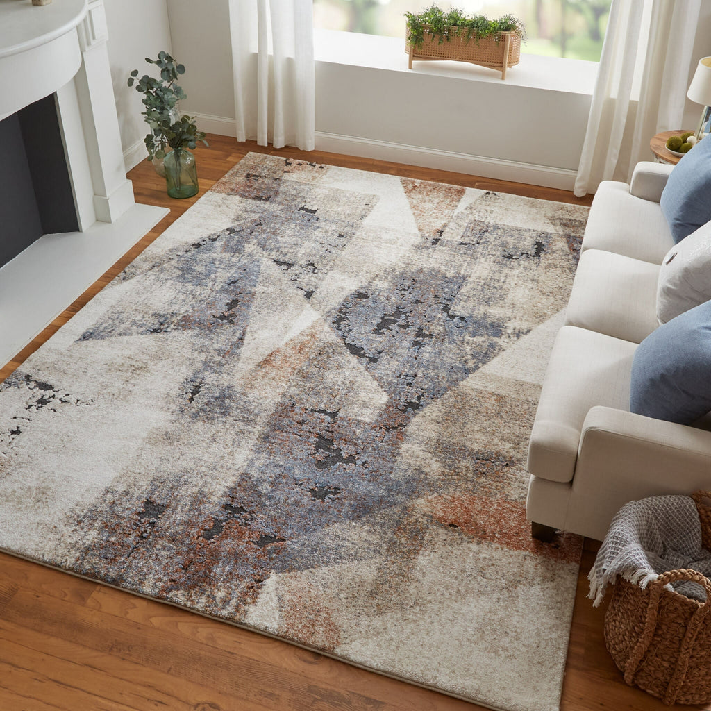 Feizy Gilmore 39MKF Blue/Ivory/Taupe Area Rug Lifestyle Image Feature