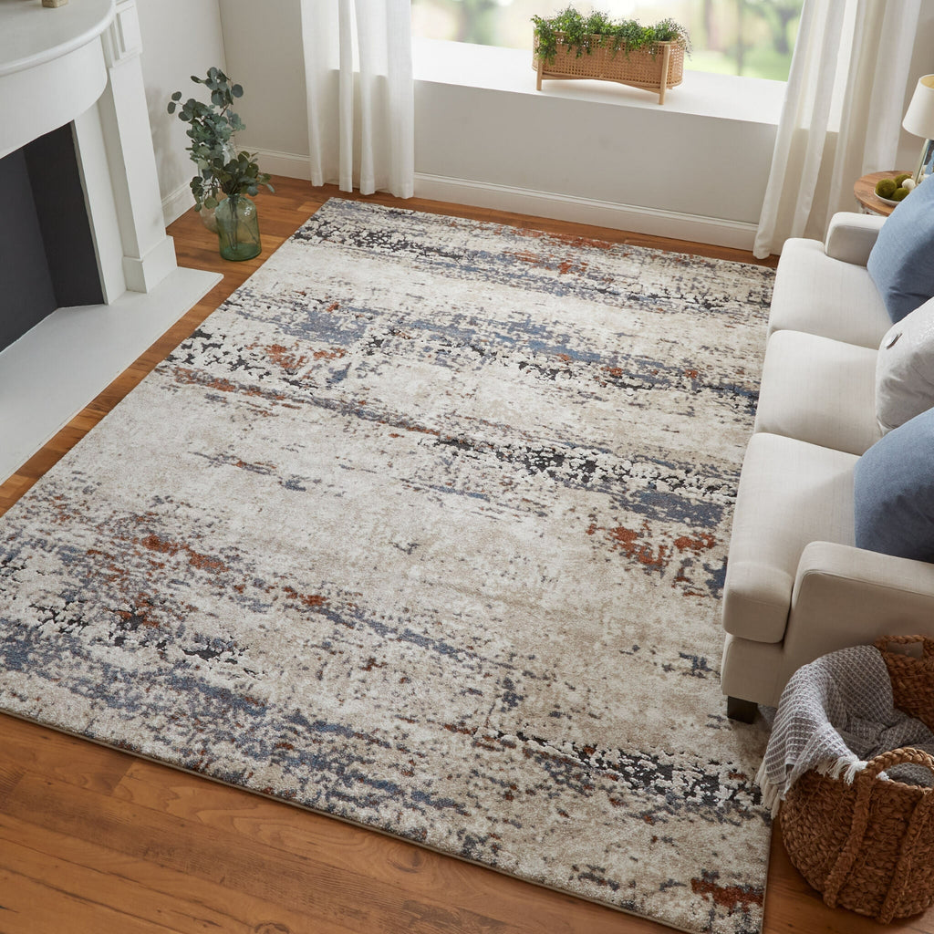 Feizy Gilmore 39MLF Ivory/Blue/Gray Area Rug Lifestyle Image Feature