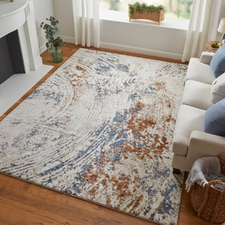 Feizy Gilmore 39MMF Ivory/Blue/Orange Area Rug Lifestyle Image Feature