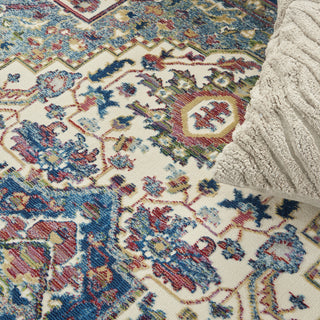 Nourison Ankara Global ANR15 Ivory Navy Area Rug Corner Image