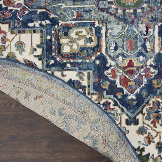Nourison Ankara Global ANR15 Ivory Navy Area Rug Corner Image