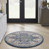 Nourison Ankara Global ANR15 Ivory Navy Area Rug Room Image Feature