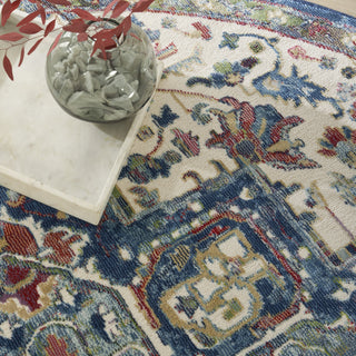 Nourison Ankara Global ANR15 Ivory Navy Area Rug Corner Image