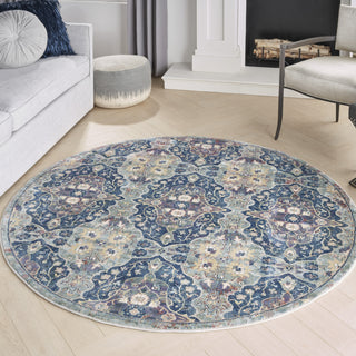 Nourison Ankara Global ANR16 Navy Multicolor Area Rug Corner Image
