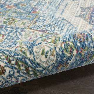 Nourison Ankara Global ANR17 Ivory Light Blue Area Rug Corner Image