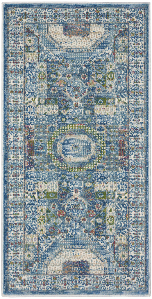 Nourison Ankara Global ANR17 Ivory Light Blue Area Rug main image