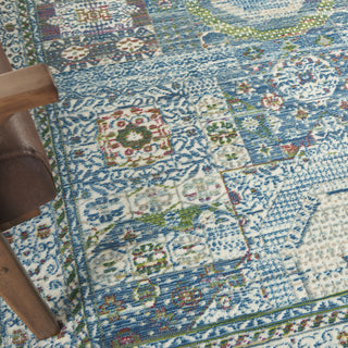 Nourison Global Vintage GLB17 Ivory Light Blue Area Rug Corner Image