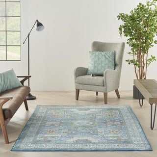 Nourison Global Vintage GLB17 Ivory Light Blue Area Rug Room Image Feature