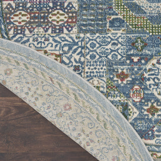 Nourison Ankara Global ANR17 Ivory Light Blue Area Rug Corner Image