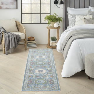 Nourison Global Vintage GLB17 Ivory Light Blue Area Rug Corner Image