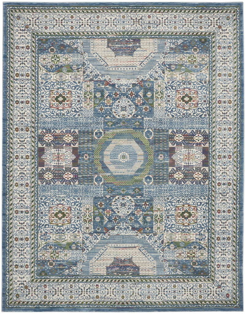 Nourison Global Vintage GLB17 Ivory Light Blue Area Rug main image