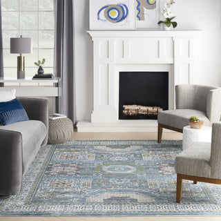 Nourison Global Vintage GLB17 Ivory Light Blue Area Rug Room Image Feature