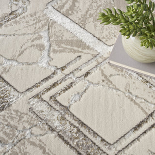 Nourison Glam GLM02 Ivory/Grey Area Rug Corner Image
