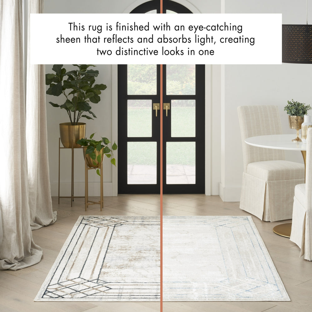 Nourison Glitz GLZ03 Ivory Taupe Area Rug Room Image Feature