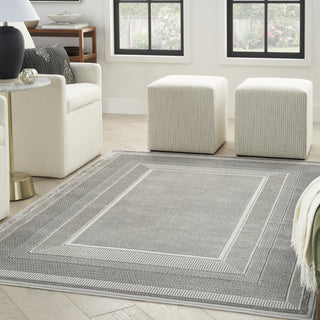 Nourison Glam GLM07 Silver Area Rug Corner Image