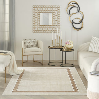 Nourison Glam GLM08 Ivory Cream Area Rug Corner Image