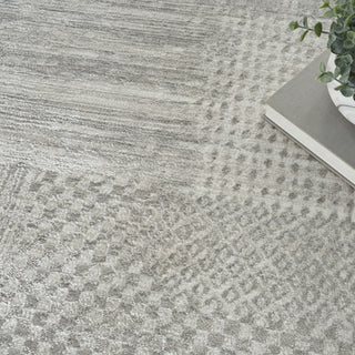 Nourison Glam GLM09 Silver Grey Area Rug Corner Image
