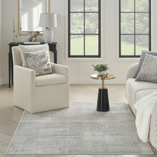 Nourison Glam GLM09 Silver Grey Area Rug Room Image Feature