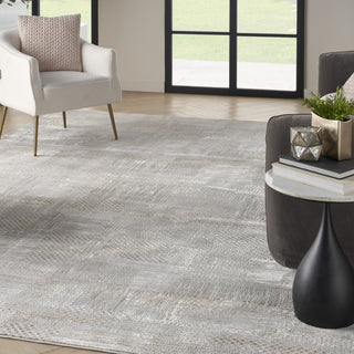 Nourison Glam GLM09 Silver Grey Area Rug Corner Image