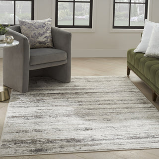 Nourison Glam GLM10 Cream Grey Area Rug Corner Image