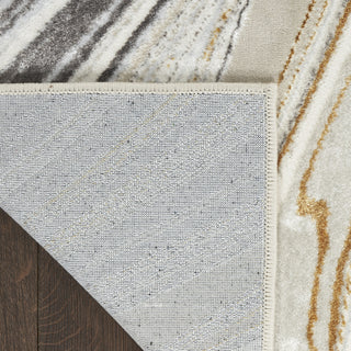 Nourison Glam GLM21 Grey Gold Area Rug Corner Image