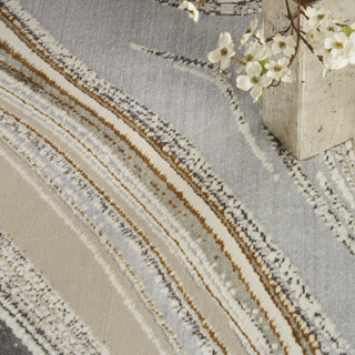 Nourison Glam GLM21 Grey Gold Area Rug Corner Image