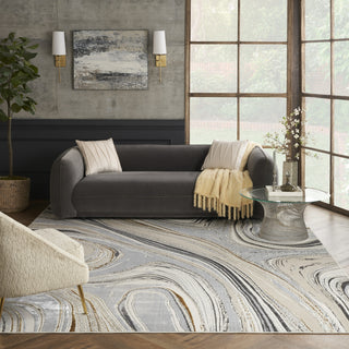 Nourison Glam GLM21 Grey Gold Area Rug Room Image Feature