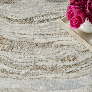 Nourison Glam GLM22 Grey Gold Area Rug Corner Image